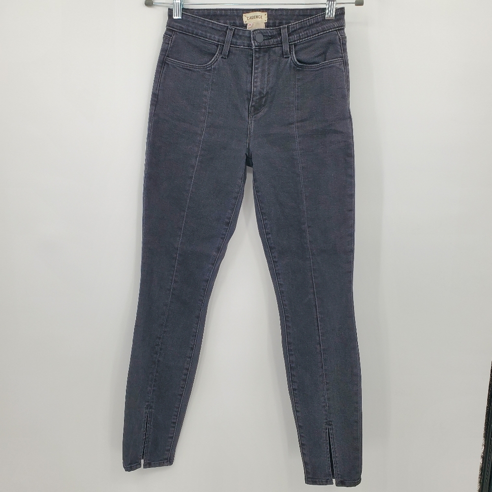 L'Agence Jyothi Split Hem Jeans Black Size 26